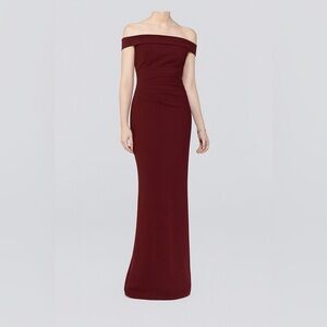 David’s Bridal (DB Studio) Off-the-Shoulder Stretch Crepe Ruched Dress